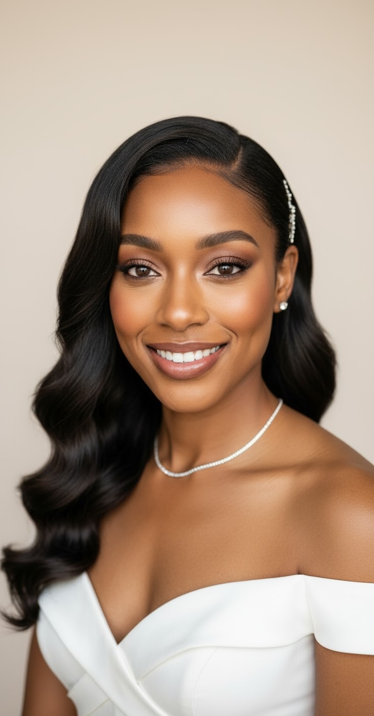 After Side Swept Hair Wedding